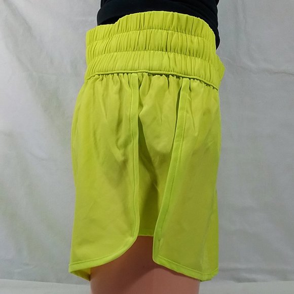 Women's High Rise Waistband Running Stride Shorts-Acid Yellow-Various Sizes-NWT - Picture 2 of 4